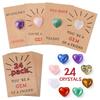 24Pcs Valentine's Day Cards with Love Hearts Valentines Gift Cards Heart-Shape Stone Valentine Exchange Card for School Party