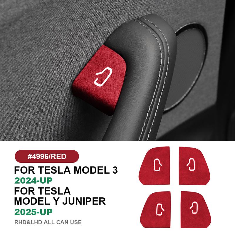 For Tesla Model Y 2025 2026 Italian Premium Suede Juniper Model 3 Highland 2024 2025 2026 Door Switch Patch Trim Sticker