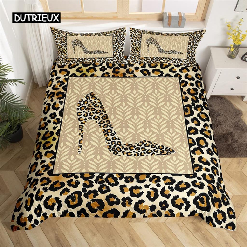 Flower Butterfly High Heels Duvet Cover King Fantasy Glitter Quilt Cover Polyester Romantic Theme Bedding Set Valentine Day Gift