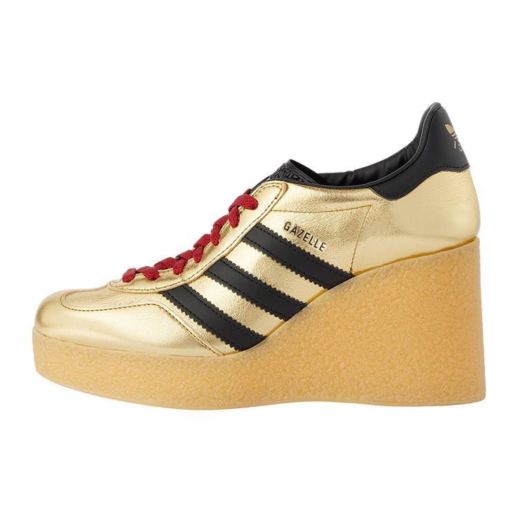 Adidas Originals Gazelle Leather Fashion Lace-Up Wedge Platform Shoes Women Shoes Gold 725628 AAA2M 8043