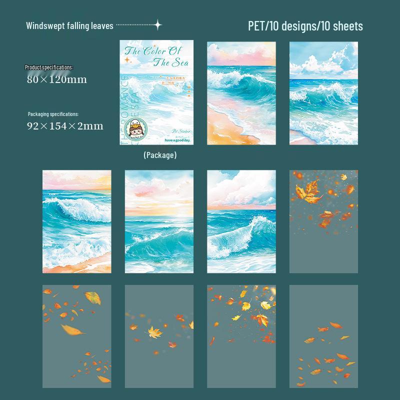 Beautiful Day Scenery Sea Color Water Pattern Stickers for Journals - DIY Decorative PET Stickers