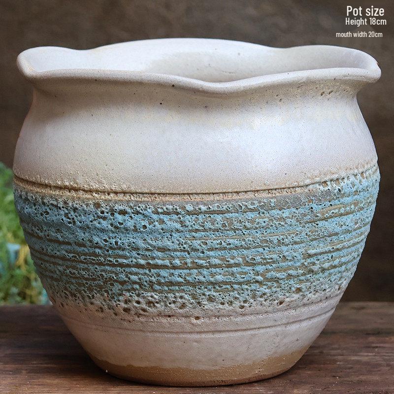 Handmade Retro Ceramic Succulent Planter with Large Caliber