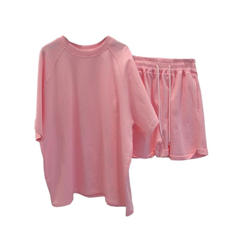 2025 Summer Korean Style Women's Casual Two-Piece Suit: Loose Short-Sleeved T-shirt and Wide-Leg Shorts