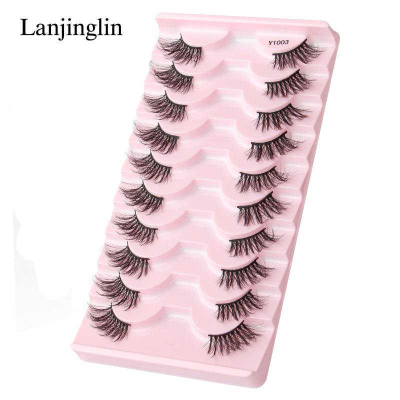 Half Eey Lashes 3/5/10 Pairs Faux Mink Lashes Natural False Eyelashes Wispy Fluffy Eyelash Extension Makeup Half Lashes Tool