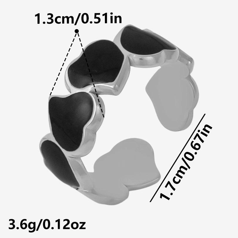 Different Style Silver Color Ring Black Oil Drop Open Adjustable Stainless Steel Rings For Women Men Accessories Enamel Jewelry