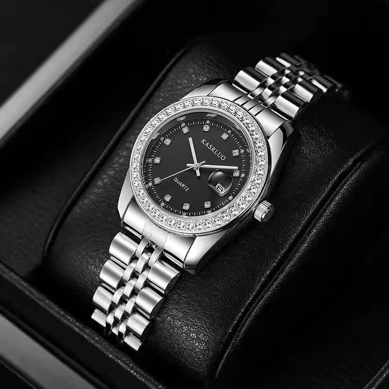 Diamantbesetztes Stahlarmband Damen Laojia Serie Uhr Wasserdicht Kalender Lässig Multifunktionsuhr Leuchtend Quarz