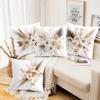 Beige Floral Patterned Cushions for Home Decor Polyester Pillowcase, Sofa Decorative Cushion Cov Headboard Pillow