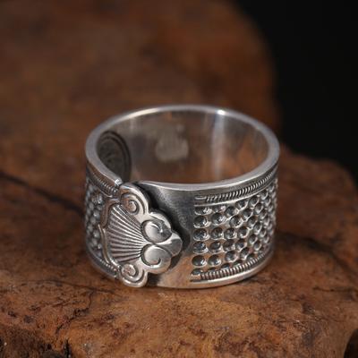 Retro Auspicious Cloud Ring Men's Open Ring Men's Single Ring Auspicious Thimble Ring