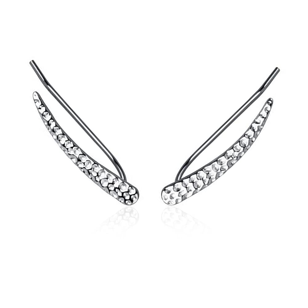 Richight Hammered Cute Comet Pure Silver Earrings Comet Earrings Clip Straight Silver 925 Silver Space Small Ear Cuff Clip Earrings
