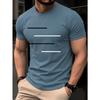 Summer Short Sleeved Thin Top Trend Fashion Slim Fit Versatile Casual Daily Commuting Black and White Lines Simple Geometric Pattern Design