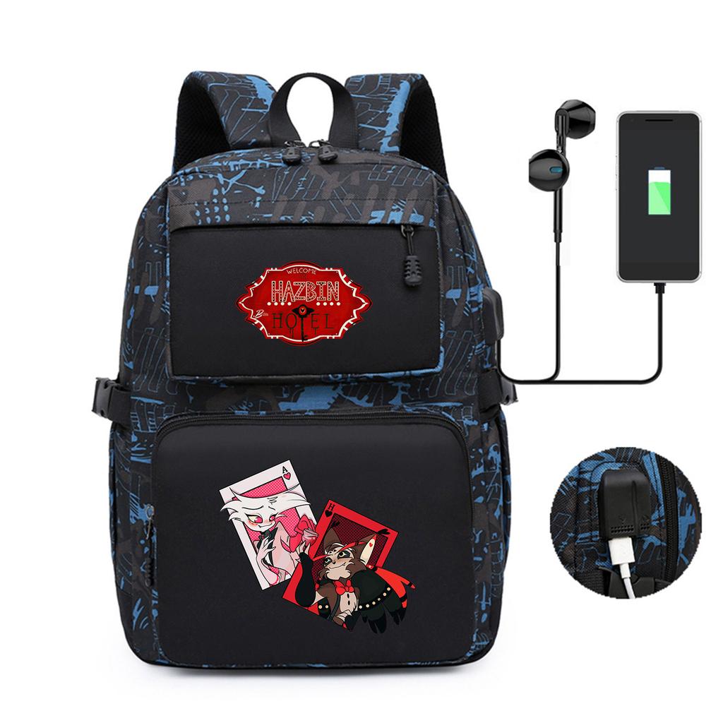 Hell Inn Peripheral Printed Backpack Youth Student School Bag Usb Computer Bag Backpack Men And Women