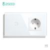 BSEED 1/2/3-fach Touch-Lichtschalter 1/2/3-Wege für Treppenflure plus Steckdose USB-C-Anschlüsse EU-Standard Glaspanel