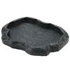 Resin Durable Reptile Rock Food and Water Dish Feeder Bowl for Tortoise Lizard(Green M)