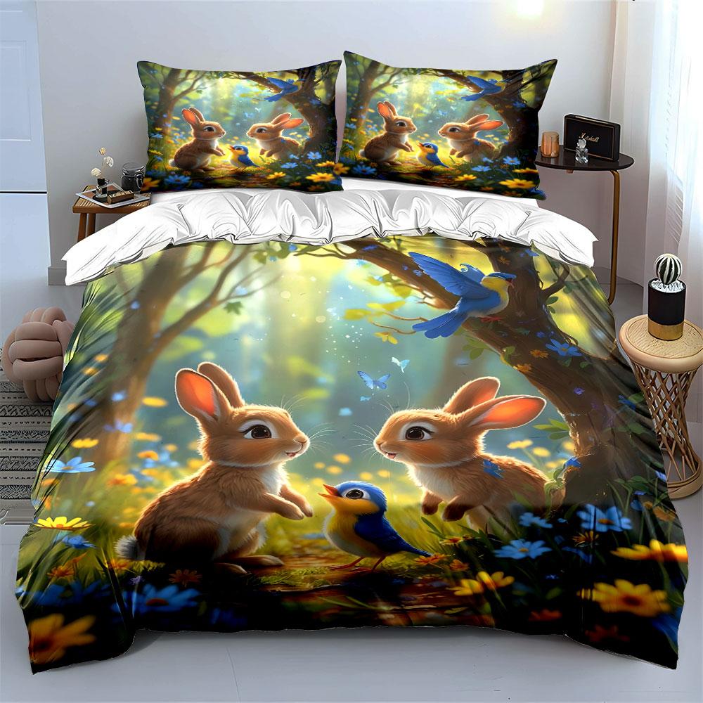 "Whimsical Forest Friends Delight" Bedding Sets Duvet Covers Pillowcases(1* Duvet Cover 2* Pillowcases Without Duvet Insert)