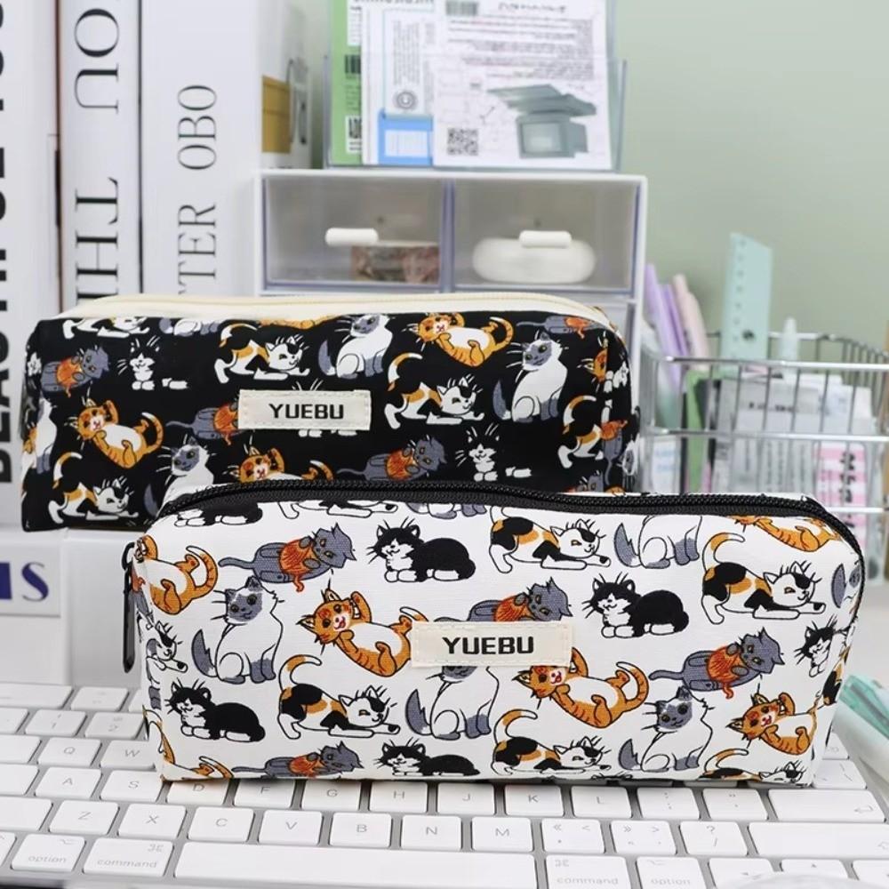 Large Capacity Stationery Box with Zipper Kitten Pencil Pouch Pencil Case  Back-To-School Supplies