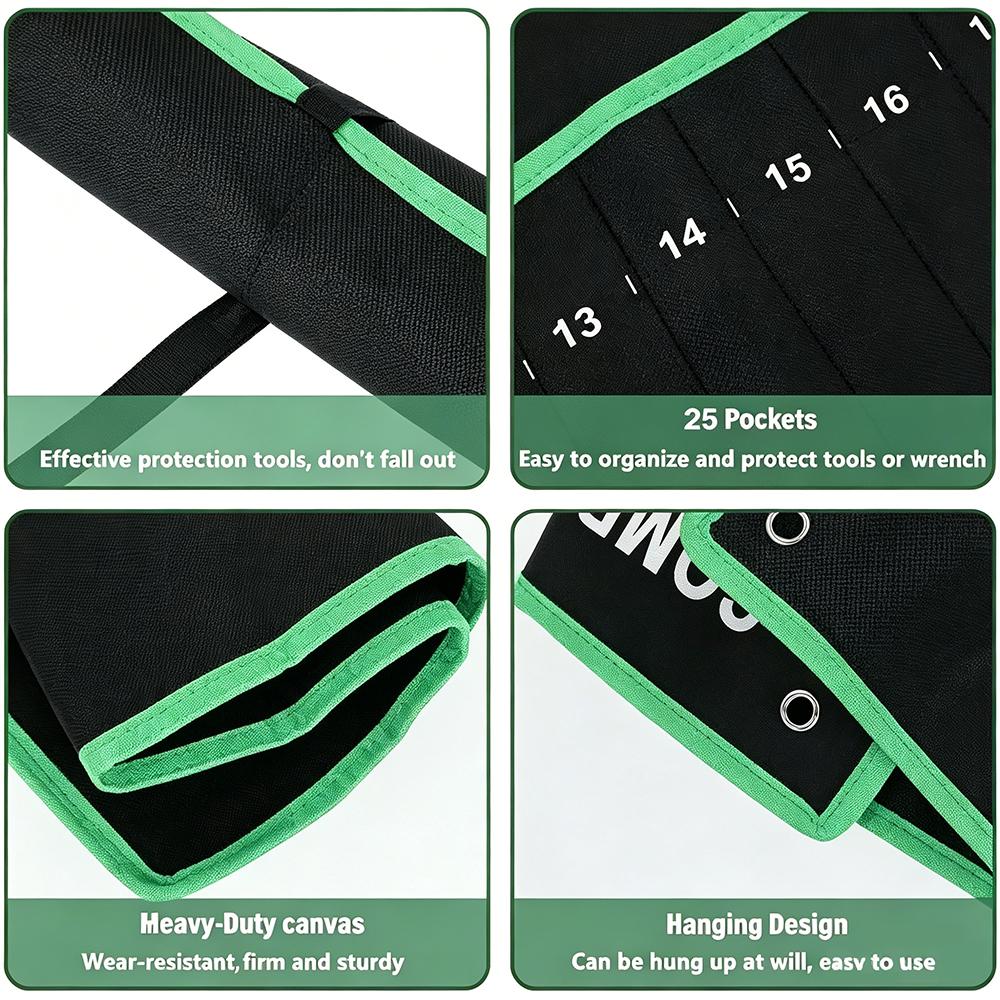 New Durable Wrench Storage Bag With Portable Handle 14-Pocket Tool Organizer Roll Perfect For Garage & Workshop Organization