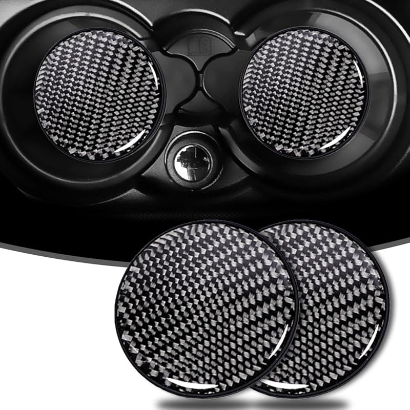 Car Cup Holder Coaster, 2 PCS Carbon Fiber Non-Slip Embedded Coasters, Universal 2.75 Inch Cup Holder ert Coaster Pad, Non-Slip Bottle Pad Embedded