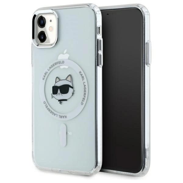 Karl Lagerfeld Klhmn61Hlschh Iphone 11   / Xr 6.1 Biały/White Hardcase Iml Metal Choupette Head Magsafe