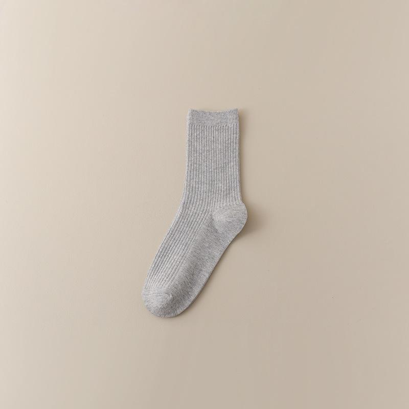 

Wool Gray Mid-Calf Socks for Women - Odor-Absorbing, Sweat-Wicking, Double-Needle Cotton, Ideal for Autumn and Winter One Size