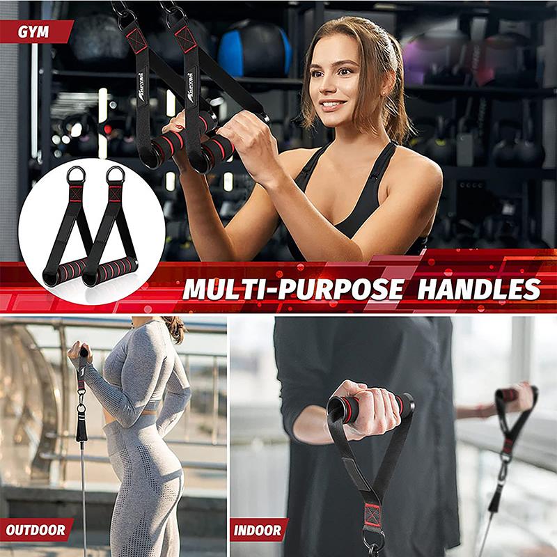 Heavy Duty D-Ring Metal Gym Handles with Hook for Cable Machine Yoga Exercise Workout Power Bands - Grip Workout Gym Equipment