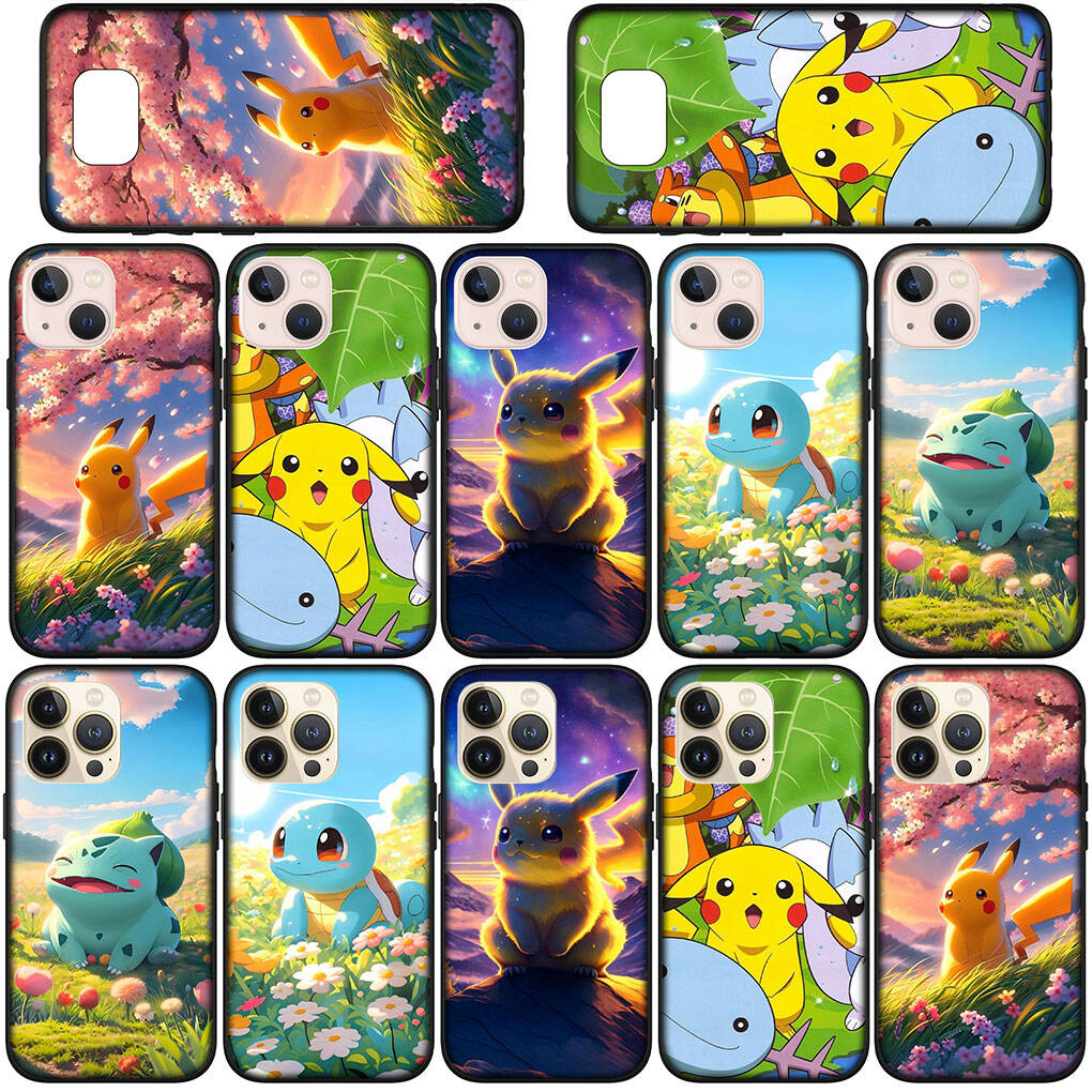 Phone Case for Samsung Galaxy S25 S23 S22 S24 Ultra FE Plus A05 A06 A15 A16 A36 A37 A35 A54 A55 A56 A57 A25 A53 A17 Squirtle Pokemon GO Pikachu Cover