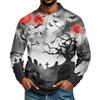 Men's Casual Halloween Print Long Sleeve Shirt Loose Fit