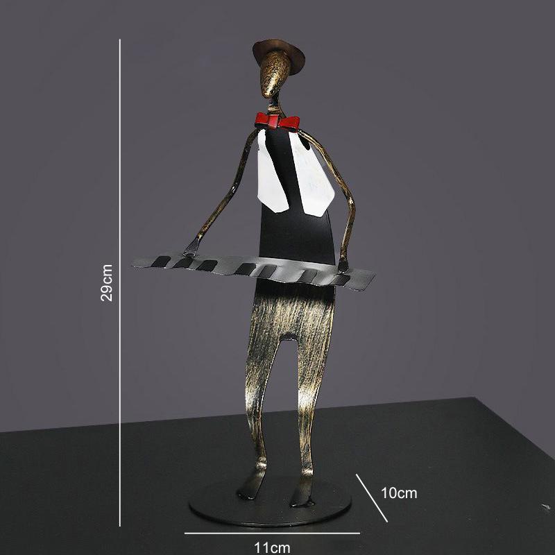 Wrought Iron Musician Figurines Handicrafts Home Study Room Desktop Sculpture Decoration Cafe Bar Club Table Statue Accessories