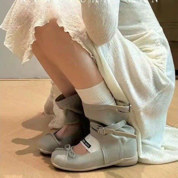 

Ballet cool boots women s 2025 new summer breathable inner height increase Mary Jane single shoes casual versatile short boots 35 светло-серый