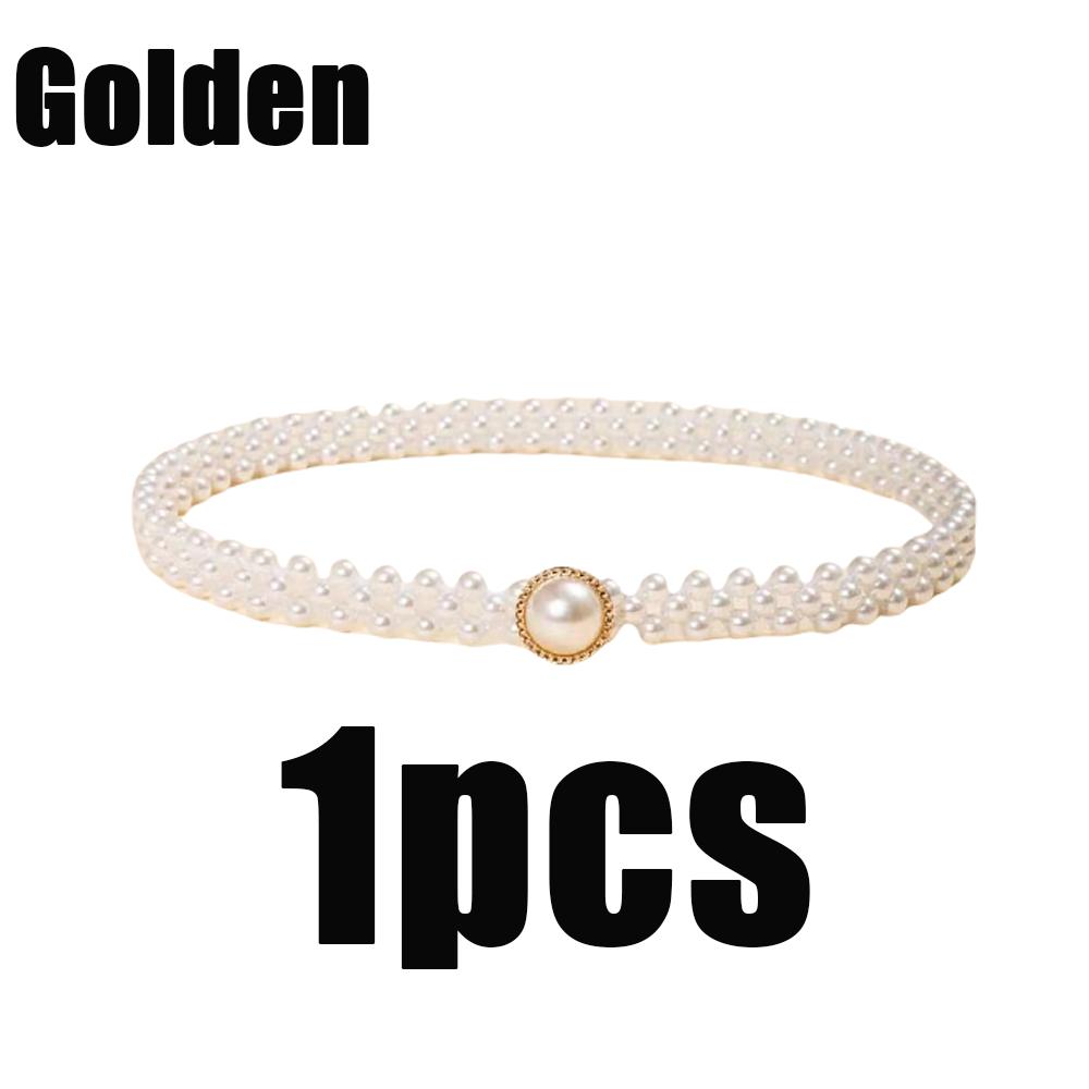 

Large Pearl Waist Chain Gold Silver Plastics Women s Elastic Belt With Ecoration All-Match Skirt Fashion Casual Luxury Design