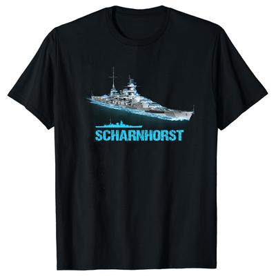 WWII German Naval Scharnhorst Battleship TShirt 100 Cotton ONeck Summer Short Sleeve Casual Mens Tshirt Size S3XL