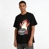 Cute Ramen Red Tiger Print Casual Loose Unisex Short Sleeve T-shirt Pure Cotton T-shirt