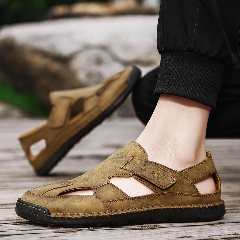 Fashion Men Fashion Beach Cool Sandals Outdoor Casual Male Shoes 2025 New Classic Leather Men Shoes Summer New Large Size Men's Sandals