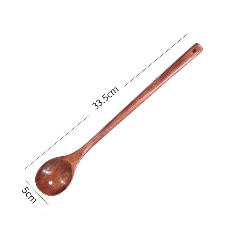 Natural Japanese Ramen Wooden Spoon New Long Handle Soup Spoon Coffee Milk Teaspoon Scoops Kitchen Tableware Home Cooking Tools