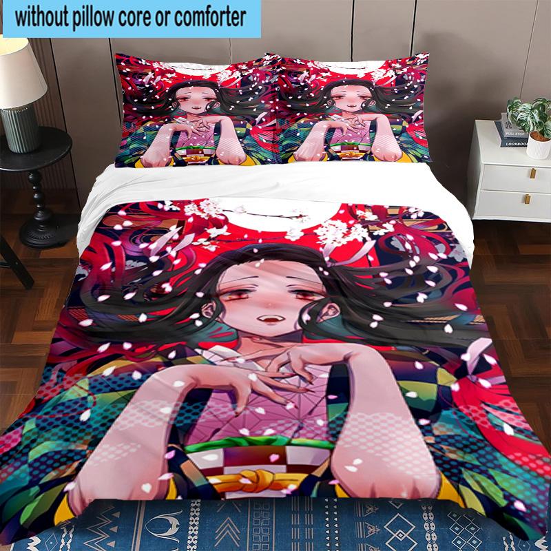 3PCS Vibrant Anime Characters 3pcs Bedding,Including 3PCS Duvet Cover And 2pcs Pillowcases Perfect for Christmas,Ideal for Bedroom, Dormitory