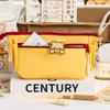 Cartoon Bear Retro Burger Color Blocked Pencil Bag Multi Functional Cute High Beauty Large Capacity Stationery Box Pencil Bag