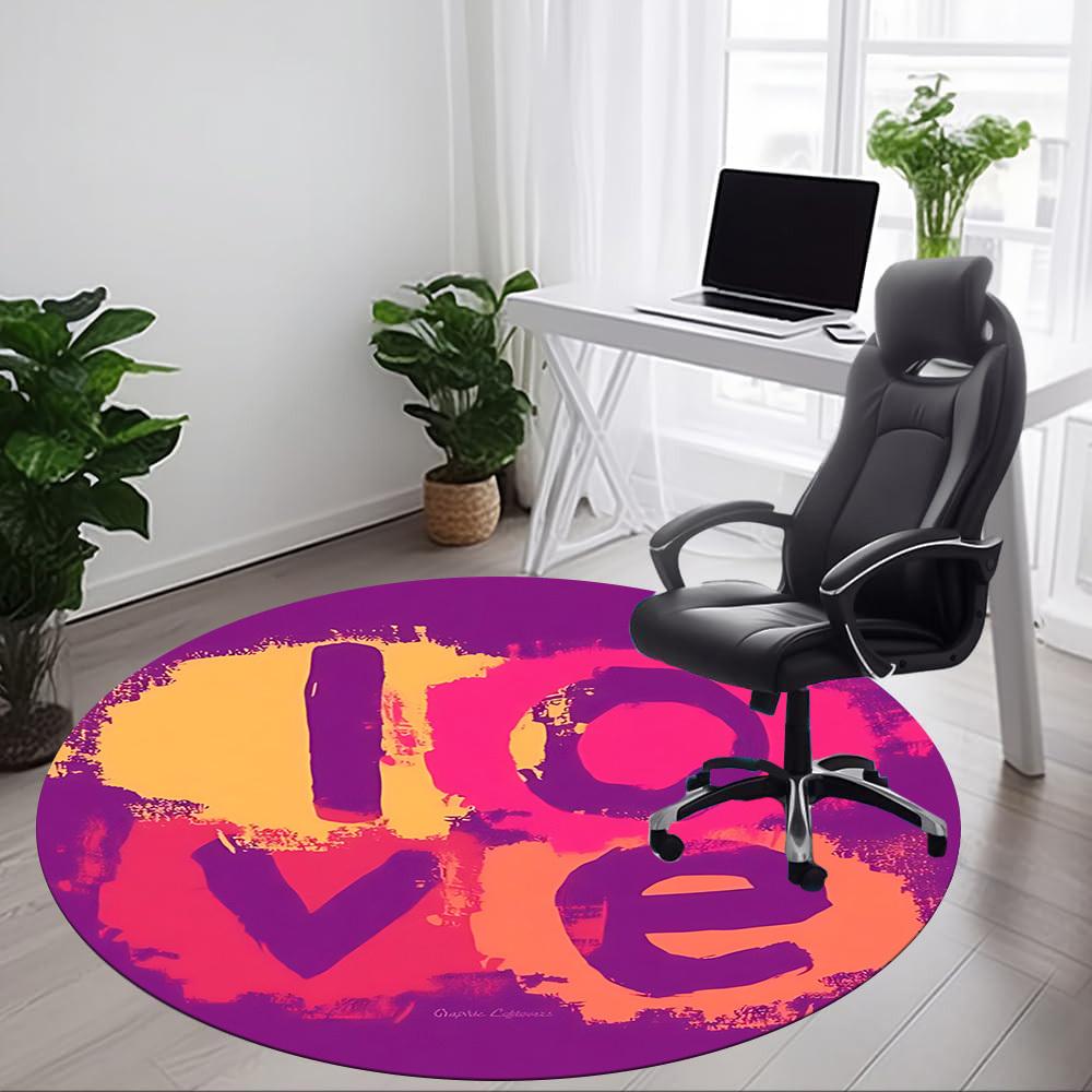 1pc Love Office Round Rug, Carpet for Office, Gaming, Lightweight Round Floor Mat Yy260205028