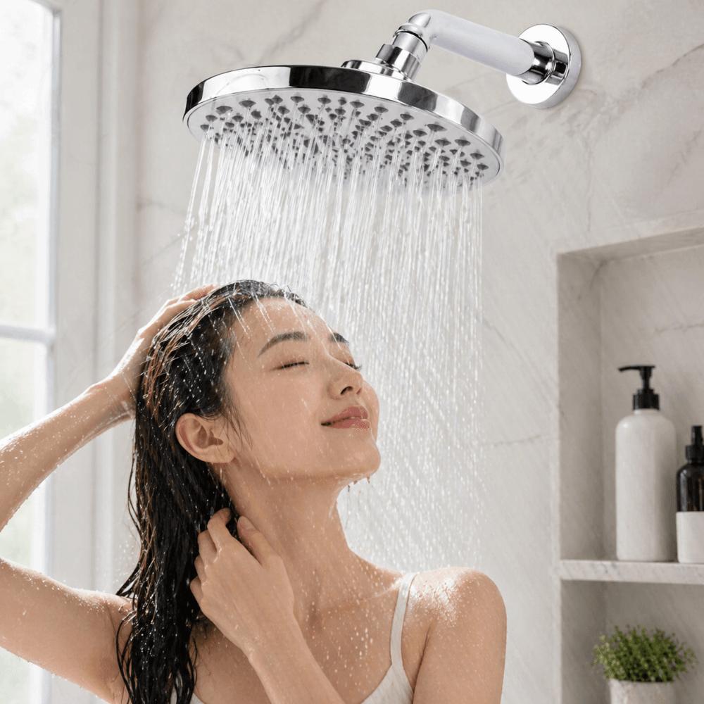 Premium Material Round Shower Head Chrome Plated Finish Concealed Mount Showerhead Apartment