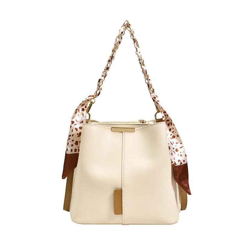 

Новая повседневная женская сумка, модная ретро-индивидуальная сумка-мессенджер, шелковый шарф, портативное женское ведро белый