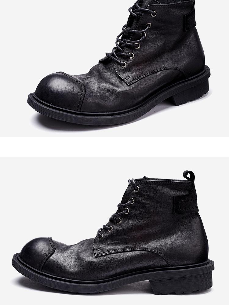 Martin Herren Echtleder Retro High-Top Knöchelboots mit japanischem Patchwork