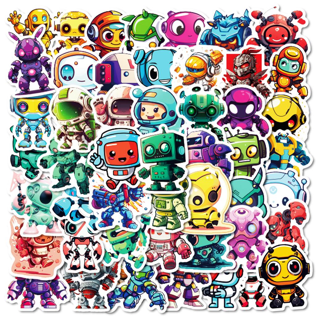 50 Creative Cartoon Charging Robot Stickers Children'S Cute Waterproof Stickers