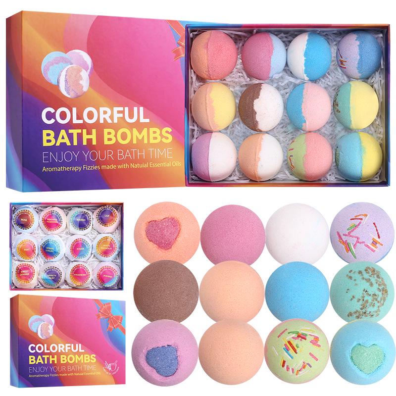 Bath Bomb Set: Bubble Bath Balls with Dried Flower Petals and Bath Salts - Perfect Gift Set for a Relaxing Soak