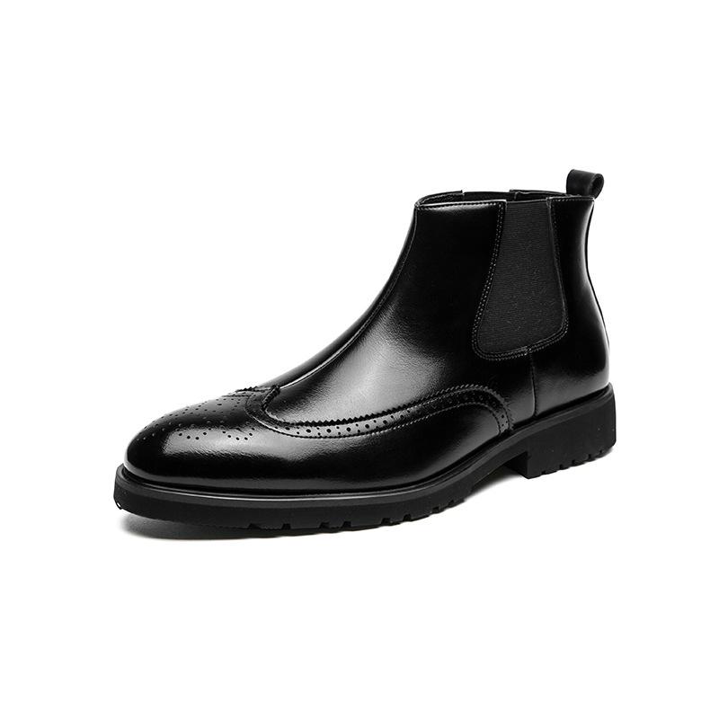 Men's Chelsea Boots: Color-Rubbed High-Top Leather, Outdoor Lace-Up, Plus Size, Autumn/Winter Fashion
