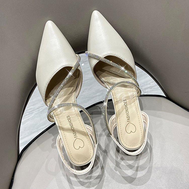 

Босоножки фея фея ветер 2024 новое лето сумка голова средний толстый каблук стразы с юбкой высокие каблуки 40