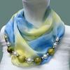 Chiffon Material Gradient Shawl Pearl Bead Chain Beach Scarf Light Luxury Scarf  Women's