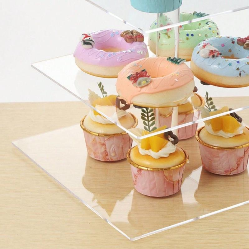 3/4/5 Tier Acrylic Wedding Cake Stand - Crystal Cupcake Display Shelf with LED Light - Perfect Party Decor Serving Platter