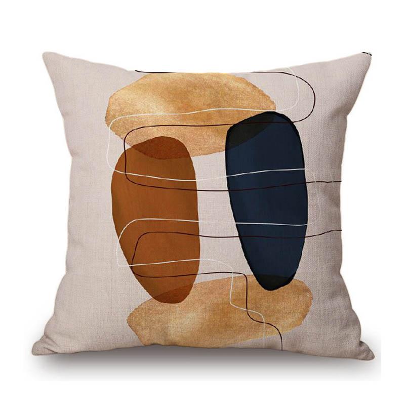 Nordic Abstract Geometric Modern Art Terra Cotta Modern Art Cotton Linen Sofa Throw Pillow Case Home Decorative Cushion Cover