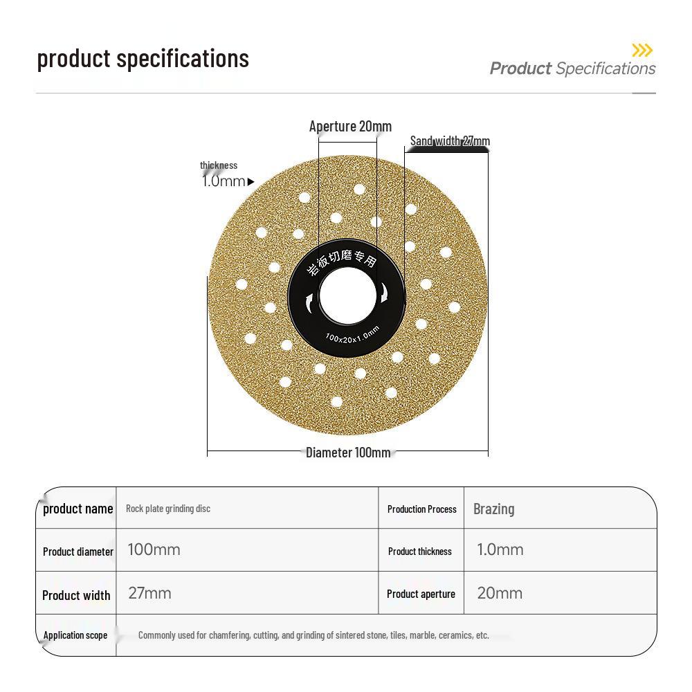 Angle Grinder Dual-Use Disc for Slate and Tile Cutting, 45° Chamfering, and Grinding