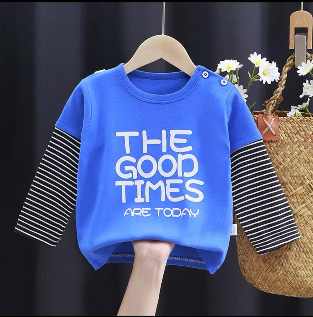 2025 Boys Long Sleeve Blouse Unisex baby clothes O-Neck Girls Clothing Pure Cotton Kids Shirts