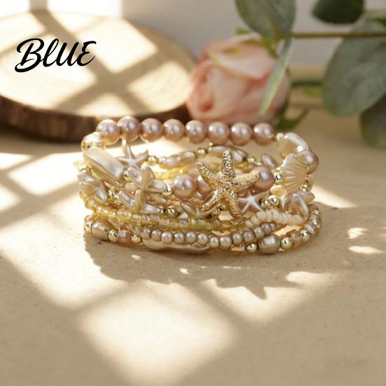 Starfish Beaded Bracelet 1 Set Bohemian Bracelets for Women Coastal