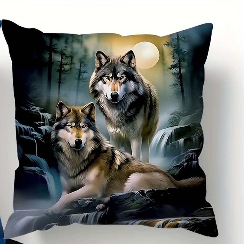 1/4Pcs Wolf Patterned Pillowcases For Cozy Nights Sofa Cushion Cover Home Bedroom Room Decoration